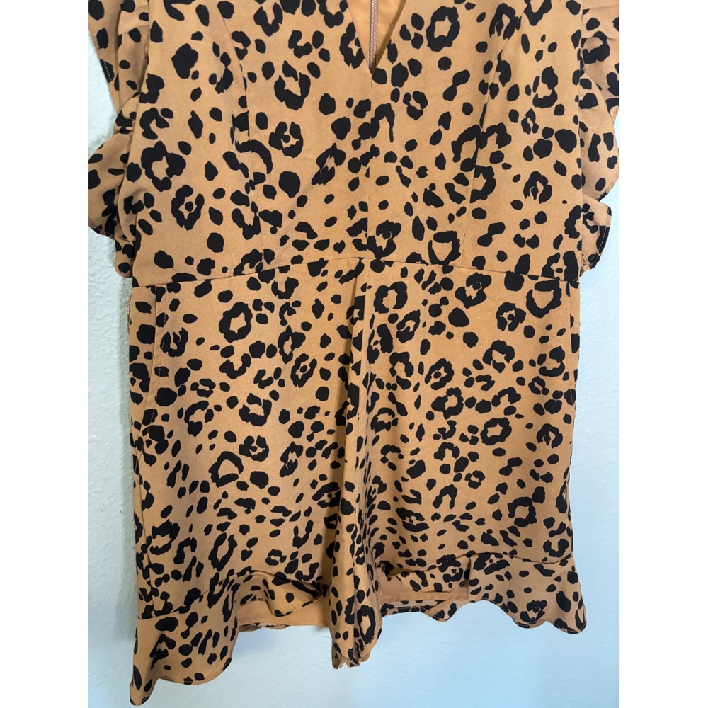 Lovers + Friends Tan Leopard Print Deep V Romper - Picture 6 of 12